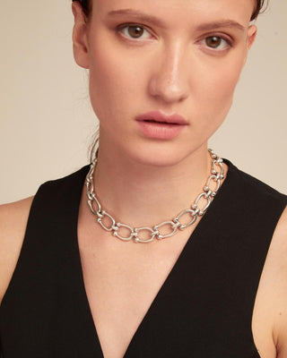 UNOde50 Silver - Plated Necklace with Medium Sized Links - MMJs Fashion