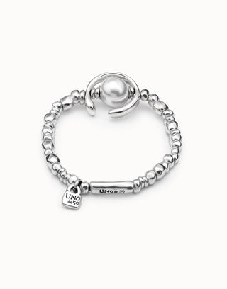 UNOde50 Sterling Silver - Plated Beaded Bracelet with a Pearl - MMJs Fashion