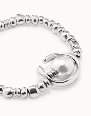UNOde50 Sterling Silver - Plated Beaded Bracelet with a Pearl - MMJs Fashion