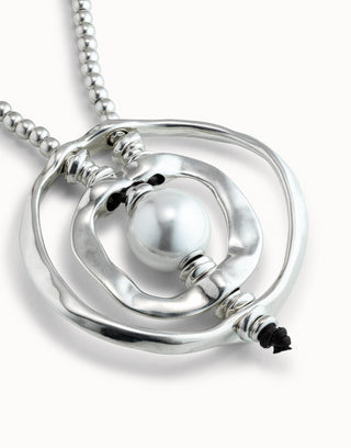 UNOde50 Sterling Silver - Plated Long Pendant Necklace with Pearl - MMJs Fashion