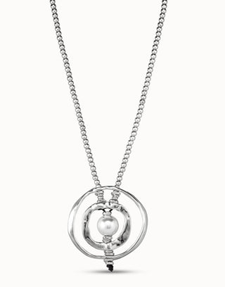 UNOde50 Sterling Silver - Plated Long Pendant Necklace with Pearl - MMJs Fashion