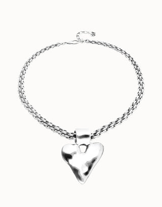 UNOde50 Thick Chain Heart Detail Necklace Silver - MMJs Fashion