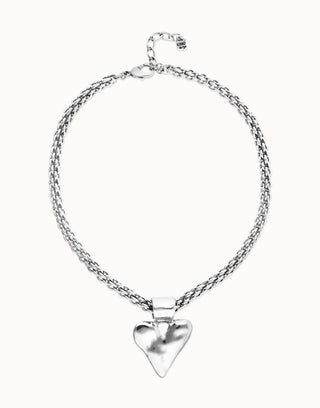 UNOde50 Thick Chain Heart Detail Necklace Silver - MMJs Fashion