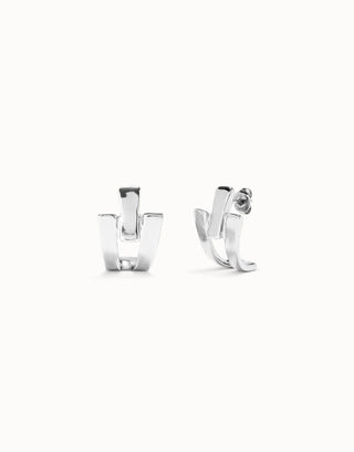 UNOde50 Triple Curve Stud Earrings Sterling Silver - Plated - MMJs Fashion