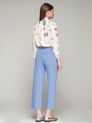 Vilagallo Apéritif Print Blouse Ivory Orange Blue Mariela - MMJs Fashion