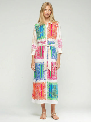 Vilagallo Bamboo Print Shirt Dress Green Blue Stina - MMJs Fashion