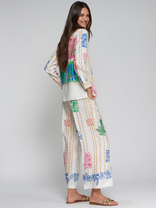Vilagallo Bamboo Toucan Print Trousers Ivory Lucia - MMJs Fashion