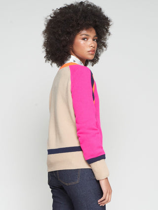 Vilagallo Block Jumper Pink Orange Beige - MMJs Fashion