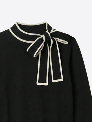 Vilagallo Bow Neck Jumper Black Ecru Lazo - MMJs Fashion