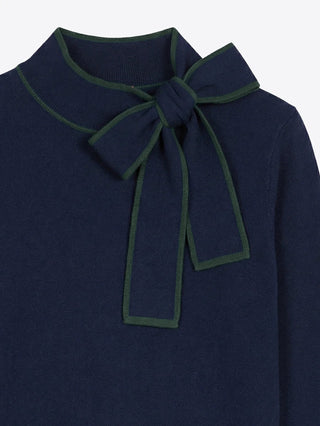 Vilagallo Bow Neck Jumper Green Blue Lazo - MMJs Fashion