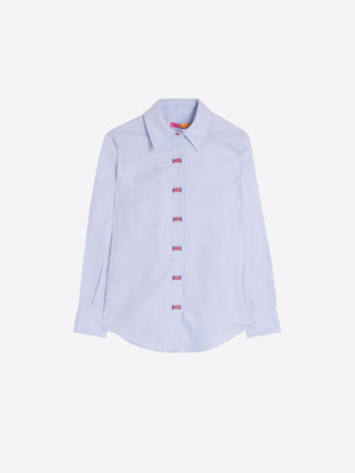 Vilagallo Button Detail Blouse Blue Mafalda - MMJs Fashion