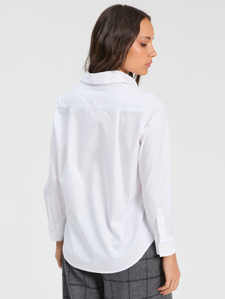 Vilagallo Button Embroidery Blouse White Mafalda - MMJs Fashion