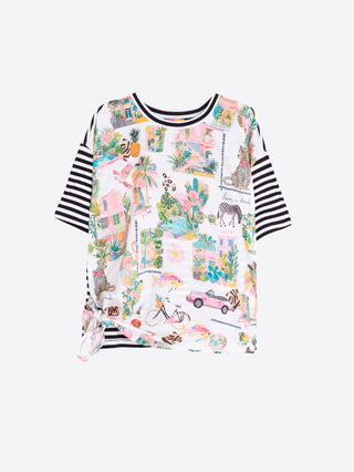 Vilagallo California Print Top White Pink Keira - MMJs Fashion