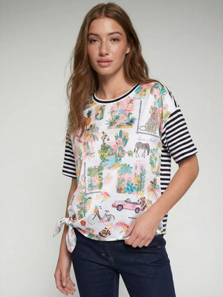 Vilagallo California Print Top White Pink Keira - MMJs Fashion