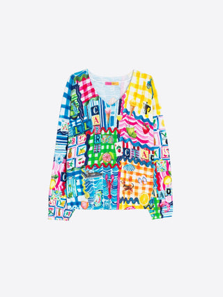 Vilagallo Capri Print Jumper Blue Green Pink - MMJs Fashion