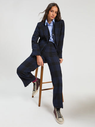 Vilagallo Check Pattern Jacket Blue Hillary - MMJs Fashion