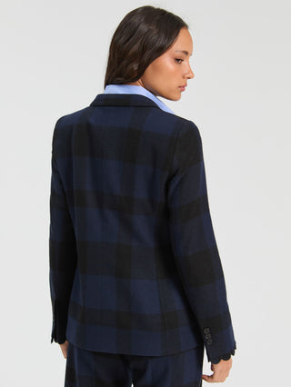 Vilagallo Check Pattern Jacket Blue Hillary - MMJs Fashion