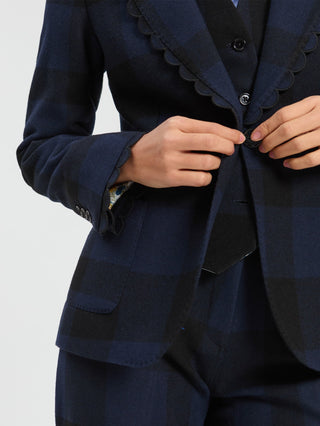 Vilagallo Check Pattern Jacket Blue Hillary - MMJs Fashion