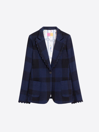 Vilagallo Check Pattern Jacket Blue Hillary - MMJs Fashion