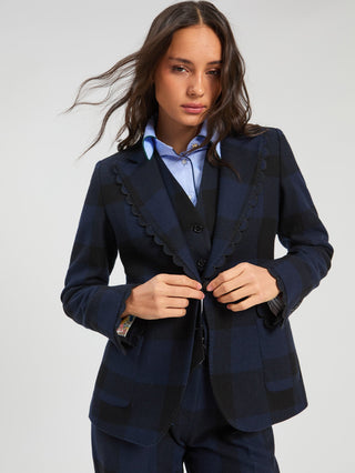 Vilagallo Check Pattern Jacket Blue Hillary - MMJs Fashion