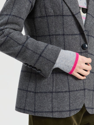 Vilagallo Check Pattern Jacket Grey Helen - MMJs Fashion