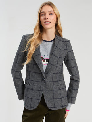 Vilagallo Check Pattern Jacket Grey Helen - MMJs Fashion