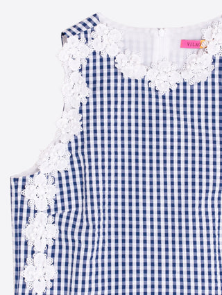 Vilagallo Check Seersucker Top Navy Ania - MMJs Fashion
