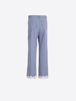 Vilagallo Check Seersucker Trousers Navy Nuria - MMJs Fashion