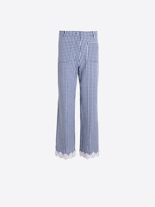 Vilagallo Check Seersucker Trousers Navy Nuria - MMJs Fashion