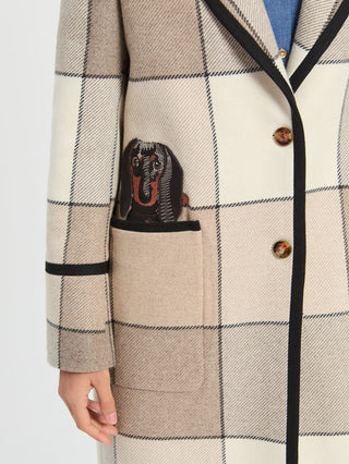 Vilagallo Checked Coat Beige Ivory Pipa - MMJs Fashion