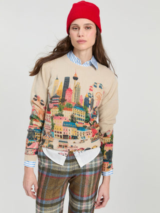 Vilagallo City Print Jumper Beige Multi Jersey Estampado - MMJs Fashion