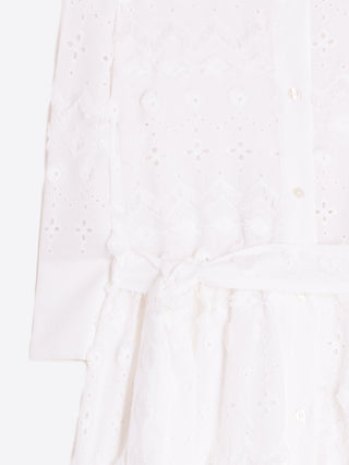 Vilagallo Cotton Embroidered Dress White Natalia - MMJs Fashion