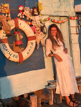 Vilagallo Cotton Embroidered Dress White Natalia - MMJs Fashion