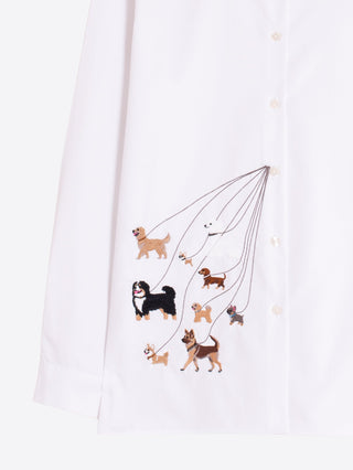 Vilagallo Dog Embroidery Blouse White Tea - MMJs Fashion