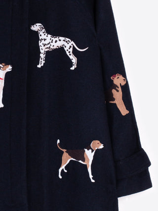 Vilagallo Embroidered Checked Coat Navy Blue Berenice - MMJs Fashion