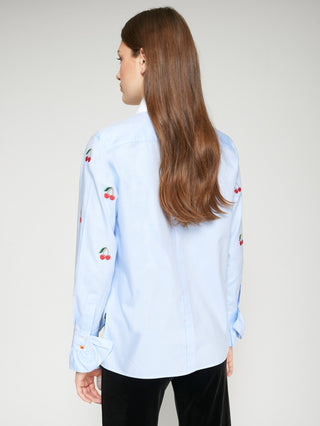 Vilagallo Embroidered Cherry Blouse Blue Red Alba - MMJs Fashion