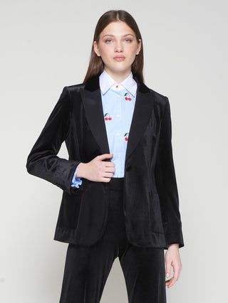 Vilagallo Embroidered Cherry Blouse Blue Red Alba - MMJs Fashion