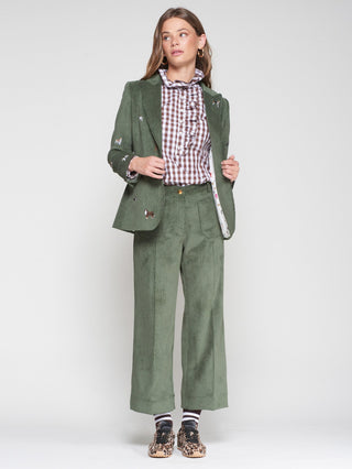 Vilagallo Embroidered Corduroy Jacket Green Heather - MMJs Fashion