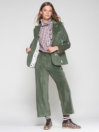 Vilagallo Embroidered Corduroy Jacket Green Heather - MMJs Fashion