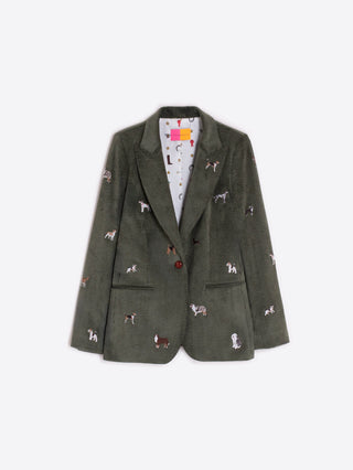 Vilagallo Embroidered Corduroy Jacket Green Heather - MMJs Fashion