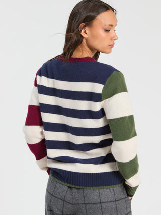 Vilagallo Embroidered Dog Striped Jumper Blue - MMJs Fashion