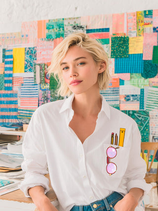 Vilagallo Embroidered Pocket Blouse White Ana - MMJs Fashion