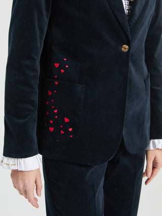 Vilagallo Embroidered Velvet Jacket Blue Hillary - MMJs Fashion