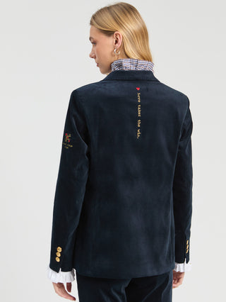 Vilagallo Embroidered Velvet Jacket Blue Hillary - MMJs Fashion