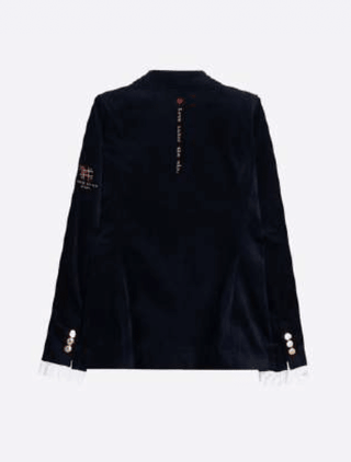 Vilagallo Embroidered Velvet Jacket Blue Hillary - MMJs Fashion
