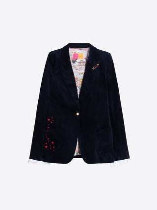 Vilagallo Embroidered Velvet Jacket Blue Hillary - MMJs Fashion