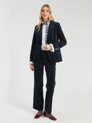 Vilagallo Embroidered Velvet Jacket Blue Hillary - MMJs Fashion
