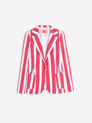 Vilagallo Embroidered Wide Stripe Jacket Red Gadea - MMJs Fashion