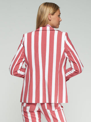 Vilagallo Embroidered Wide Stripe Jacket Red Gadea - MMJs Fashion