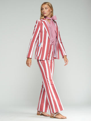 Vilagallo Embroidered Wide Stripe Jacket Red Gadea - MMJs Fashion